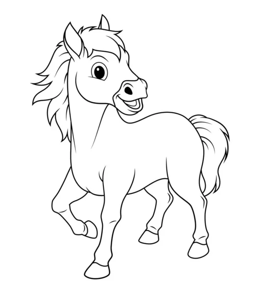 Mały Ogier Horse Cartoon Animal Illustration — Wektor stockowy