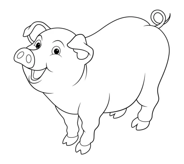 Dibujos Animados Cerdo Animal Ilustración — Archivo Imágenes Vectoriales