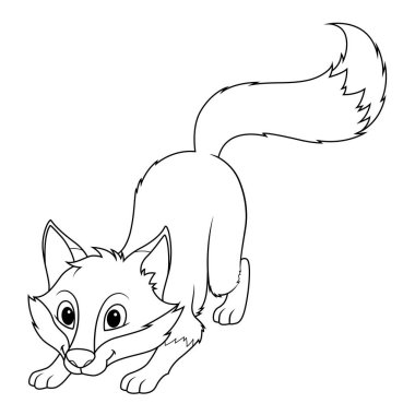 Küçük Kızıl Tilki Çizgi Filmi Hayvan Çizimi BW