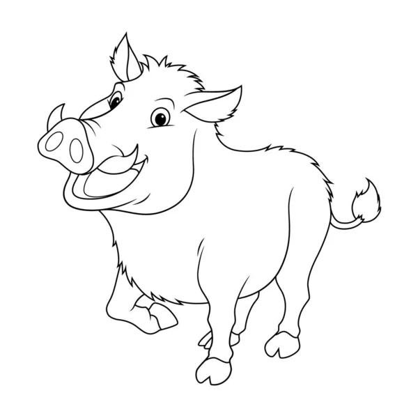 Wild Boar Cartoon Animal Illustration — стоковый вектор