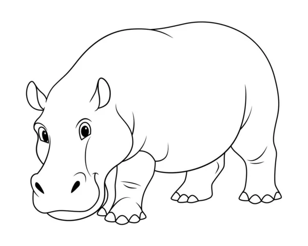 Illustrazione Animale Del Fumetto Dell Ippopotamo — Vettoriale Stock