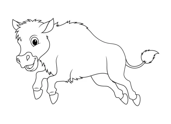 Little Bison Cartoon Animal Illustration — Stock Vector