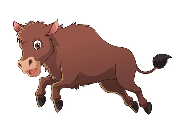 Little Bison Cartoon Animal Illustration — Stockový vektor