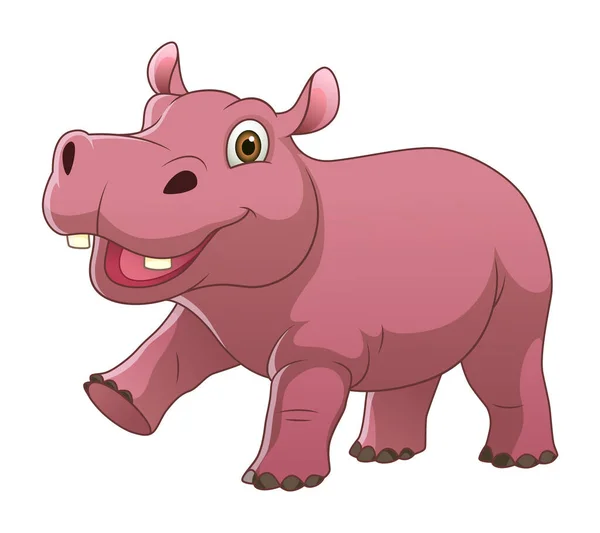Kleine Hippopotamus Cartoon Animal Illustration — Stockvector