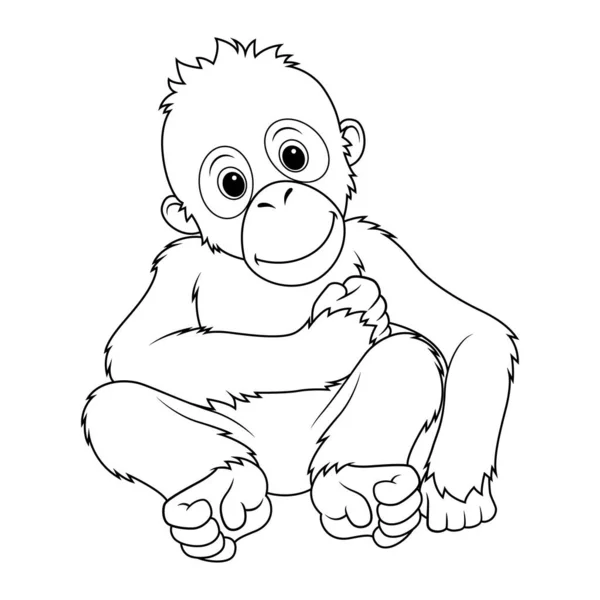 Little Orangutan Cartoon Animal Illustration — Stockový vektor