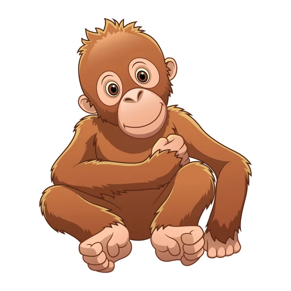 Маленький Орангутанг Мультфільм Ілюстрація Тварин — стоковий вектор