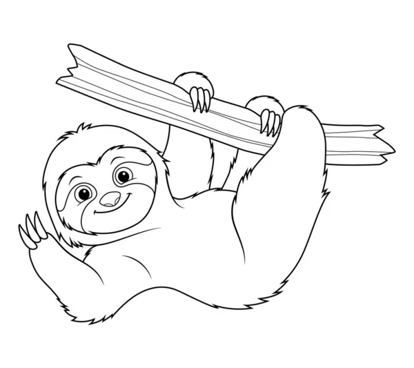 Malá Lenost Kreslené Zvíře Ilustrace — Stockový vektor