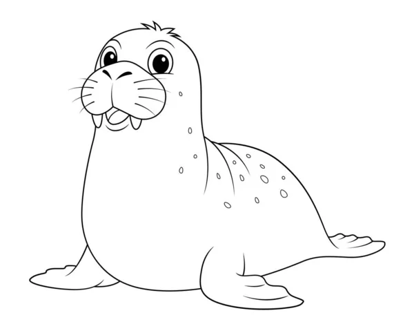 Kleines Walross Cartoon Animal Illustration — Stockvektor