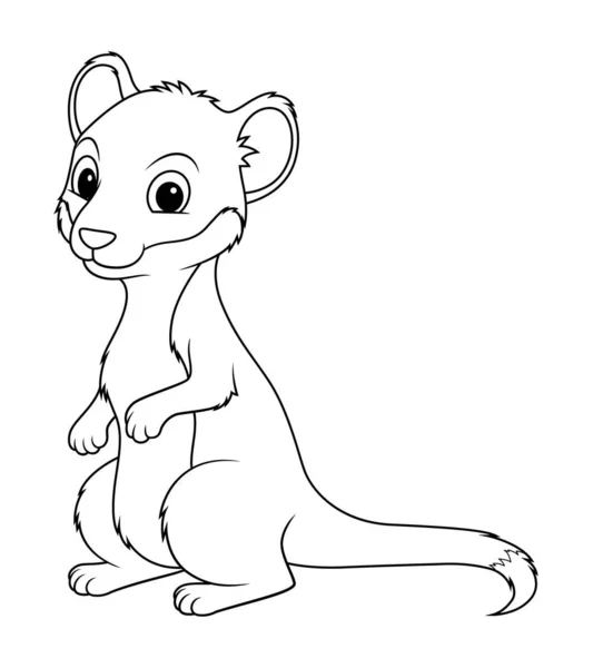 Piccola Weasel Cartone Animato Animale Illustrazione — Vettoriale Stock