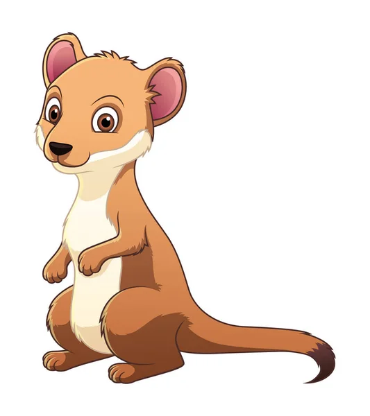 Pequena Weasel Cartoon Ilustração Animal — Vetor de Stock