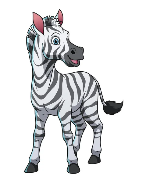 Pequena Ilustração Animal Dos Desenhos Animados Zebra —  Vetores de Stock