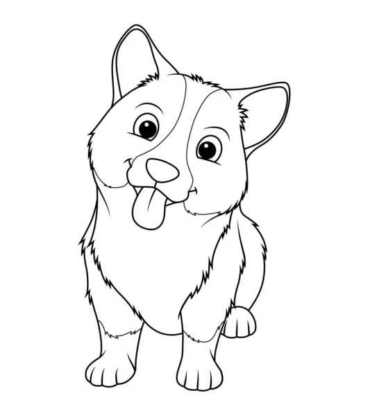 Little Corgi Perro Dibujos Animados Animal Ilustración — Archivo Imágenes Vectoriales