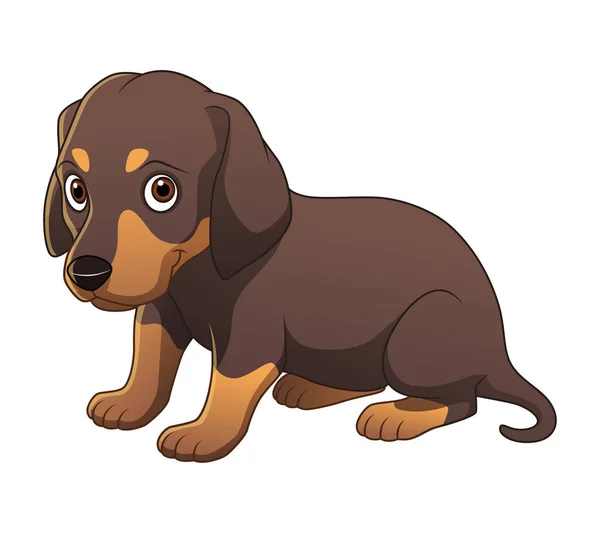 Kleine Dachshund Hond Cartoon Dier Illustratie — Stockvector