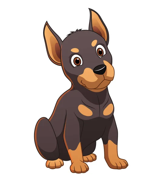 Little Doberman Dog Cartoon Animal Illustration — Stockový vektor