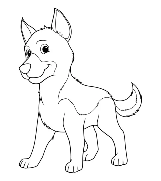 Pequeño Pastor Alemán Perro Dibujos Animados Animal Ilustración — Vector de stock