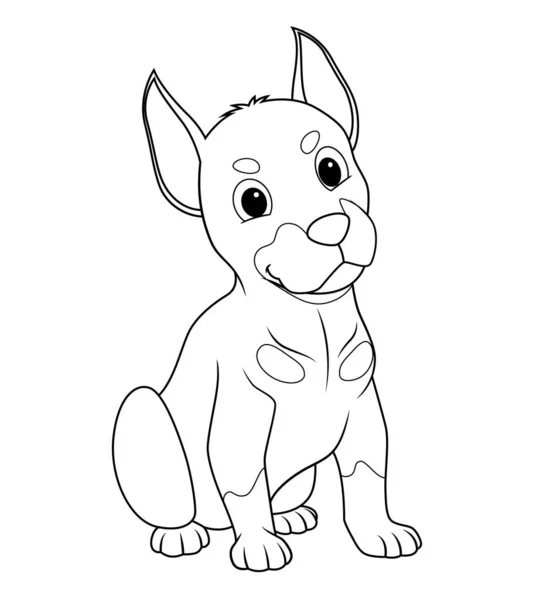 Μικρή Doberman Σκύλος Γελοιογραφία Ζώων Εικονογράφηση — Διανυσματικό Αρχείο
