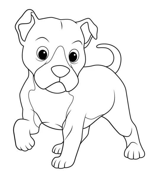 Μικρή Pitbull Σκύλος Γελοιογραφία Ζώων Εικονογράφηση — Διανυσματικό Αρχείο