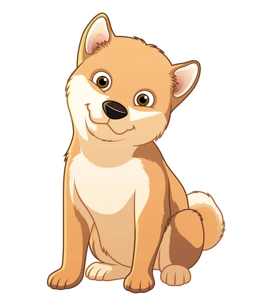 Little Shiba Inu Perro Dibujos Animados Ilustración Animal — Vector de stock