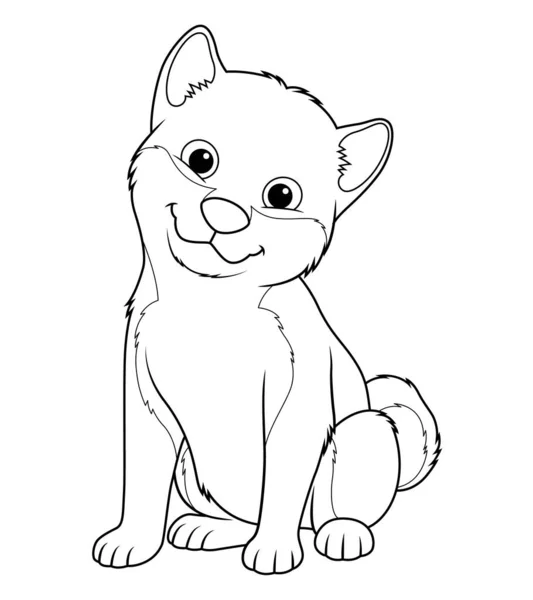 Pequeno Shiba Inu Dog Cartoon Animal Ilustração —  Vetores de Stock