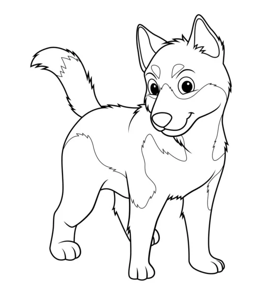 Mała Syberyjska Husky Dog Cartoon Animal Illustration — Wektor stockowy