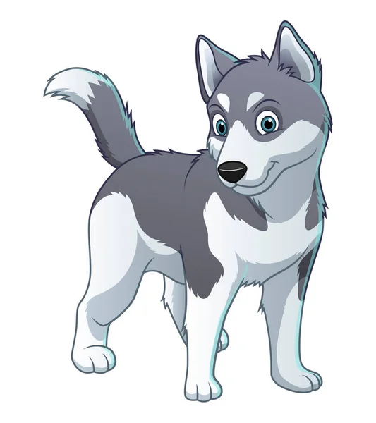 Pequeño Perro Husky Siberiano Dibujos Animados Animal Ilustración — Vector de stock
