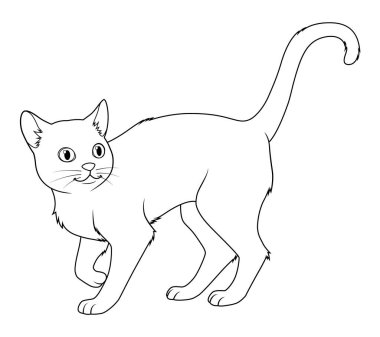 Bombay Kedi Çizgi Filmi Hayvan Çizimi BW