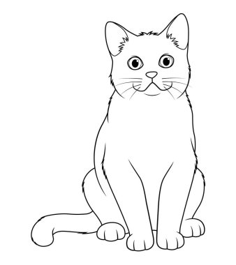 İngiliz Shorthair Kedi Çizgi Filmi Hayvan Çizimi BW