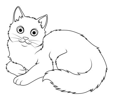 Türk Angora Kedi Karikatürü Hayvan Çizimi BW