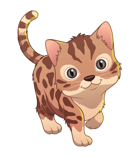 Pequena Ilustração Animal Dos Desenhos Animados Gato Bengala —  Vetores de Stock