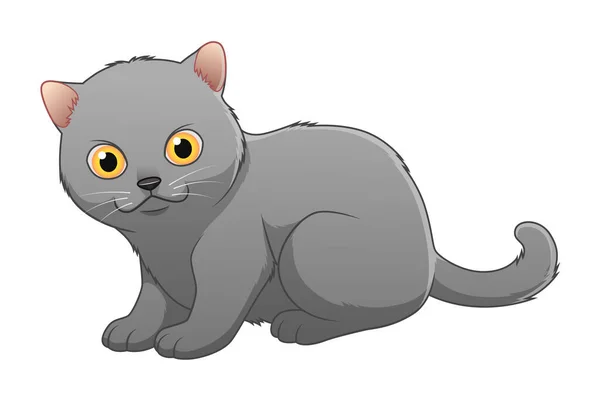 Kleine Britisch Kurzhaar Katze Cartoon Animal Illustration — Stockvektor