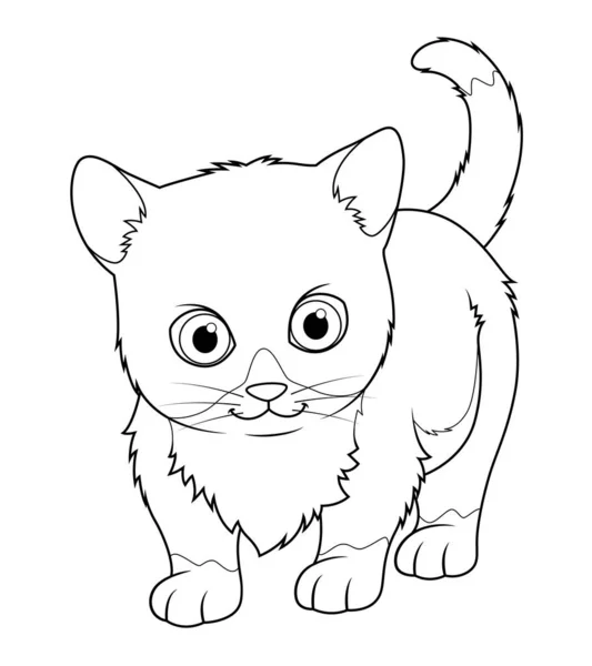 Little Munchkin Cat 漫画動物イラストBw — ストックベクタ