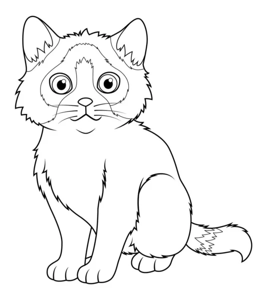 小さなラグドール猫漫画動物イラストBw — ストックベクタ