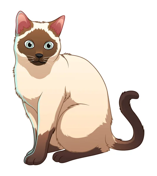Siamesische Katze Zeichentrick Animal Illustration — Stockvektor