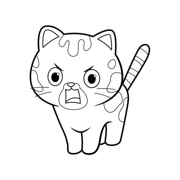 Angry Kawaii Bengal Cat Cartoon Animal Illustration — Stock Vector