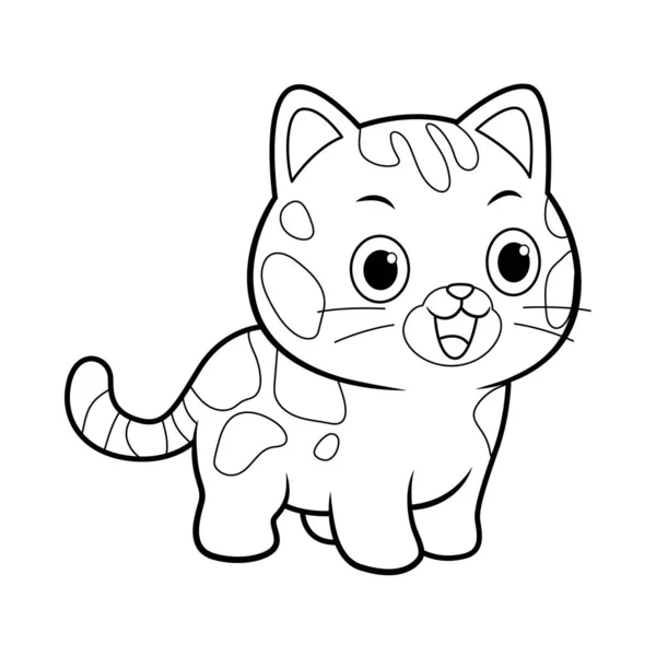 Felice Kawaii Illustrazione Animale Del Fumetto Del Gatto Del Bengala — Vettoriale Stock