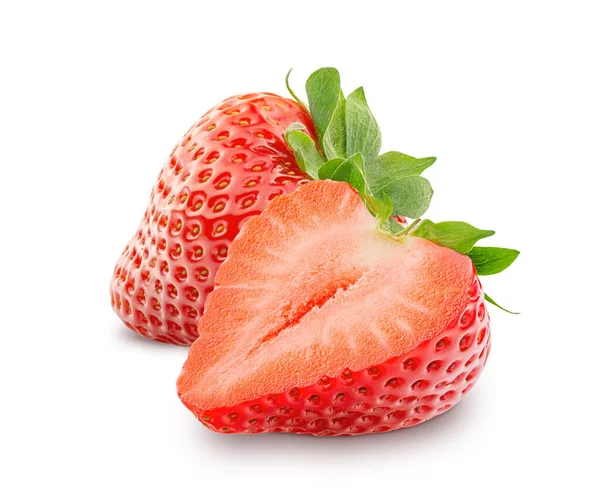 Φράουλες Απομονωμένες Λευκό Φόντο Βαθιά Εστίαση — Φωτογραφία Αρχείου