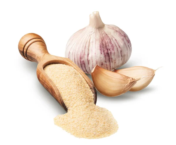 Fresh Garlic Dried Flakes Isolated White Background Deep Focus — Stock Photo, Image