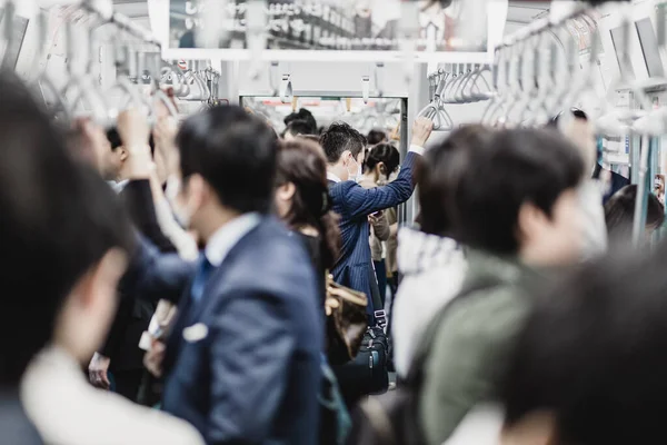 Pasajeros Que Viajan Metro Tokio Empresarios Que Viajan Trabajo Transporte — Foto de Stock