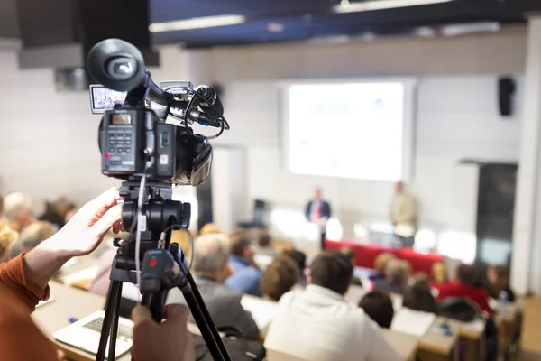 Business Conference Presentation Audience Conference Hall Television Broadcasted Press Conference — Stock Photo, Image