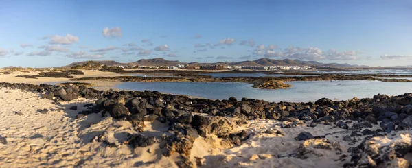 Panorámás Kilátás Cotillo Város Fuerteventura Kanári Szigetek Spanyolország Szcenírozott Színes — Stock Fotó