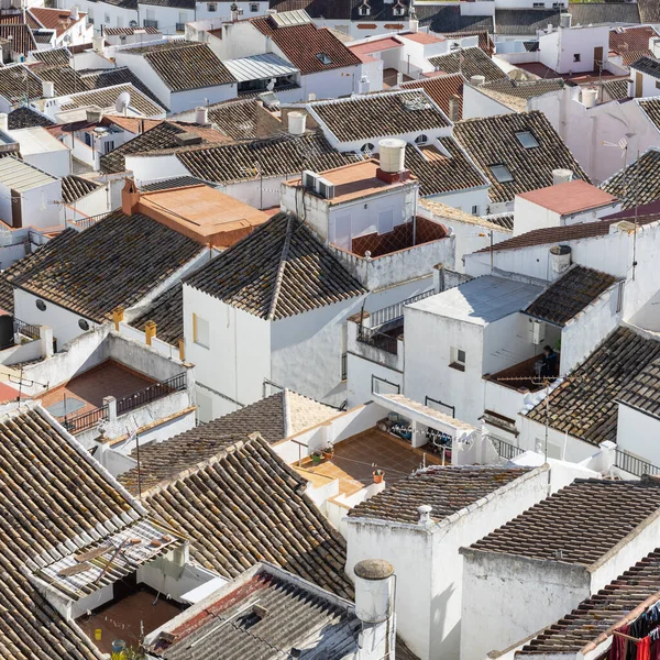 奥尔韦拉镇白色房屋屋顶的空中全景景观 被认为是西班牙加的斯省白色城镇路线之门 — 图库照片
