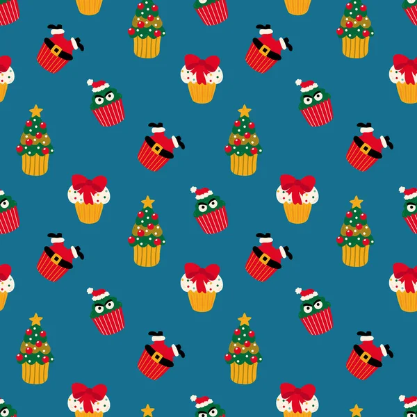 Modèle Sans Couture Avec Des Cupcakes Noël Conception Pour Tissu — Image vectorielle