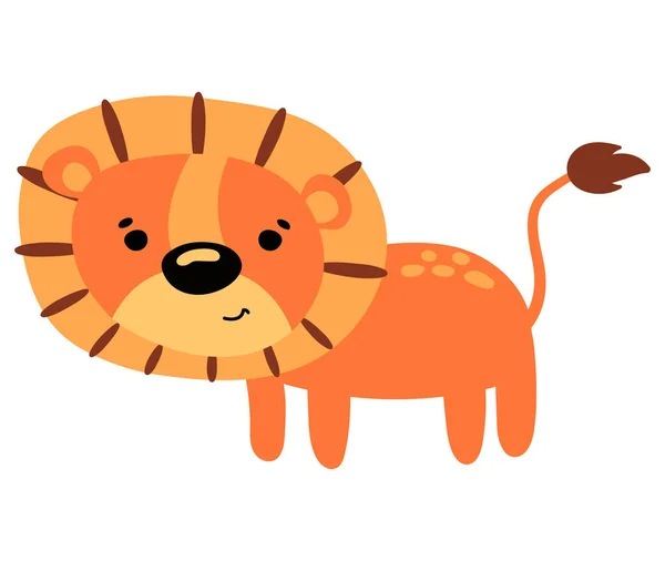 Mignon Lion Dessiné Main Fond Blanc Isoler Safari Animal — Image vectorielle