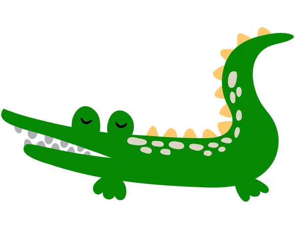 Симпатичный Ручной Крокодил Сафари Животных Белый Фон Изолировать — стоковый вектор