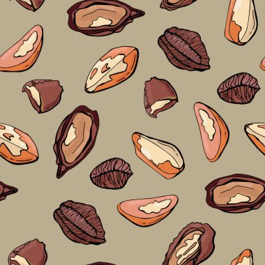 Brezilya fındıklı kusursuz desen. Kumaş, tekstil, duvar kağıdı, ambalaj için tasarım.