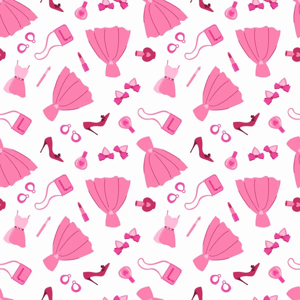Pink Doll Seamless Pattern Design Fabric Textile Wallpaper Packaging — Stock Vector