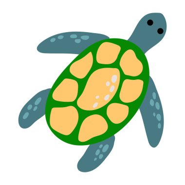 Güzel el çizimi deniz kaplumbağası.