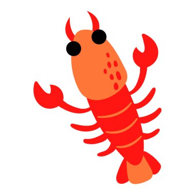 Sevimli el çizimi kerevit. Beyaz arkaplan, izole et. 