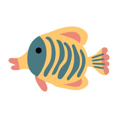 Güzel el çizimi balık. Beyaz arkaplan, izole et. 