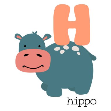 Alfabedeki H harfinin eğitici illüstrasyonu.